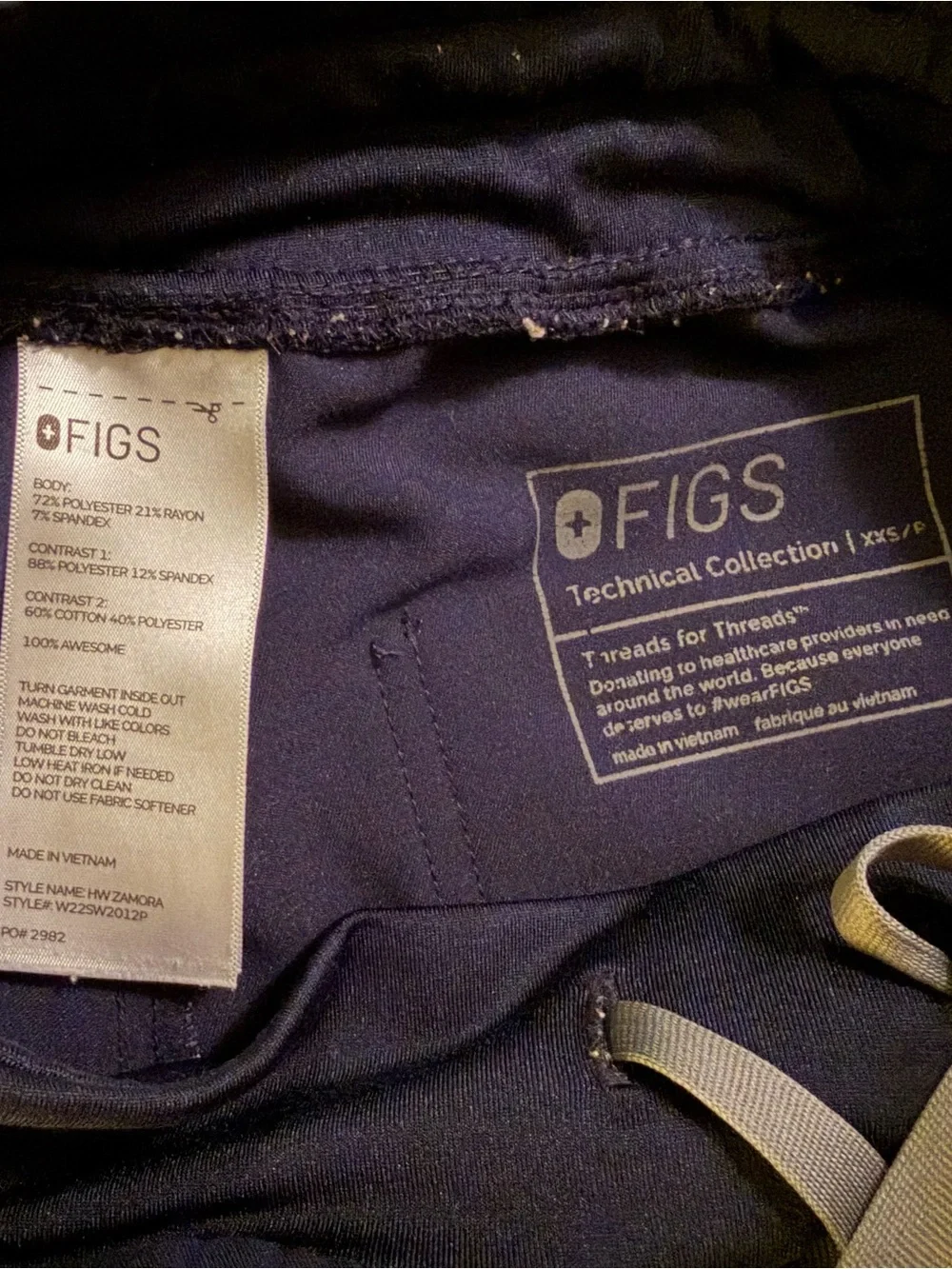 Figs Navy Drawstring Joggers with Cargo Pocket